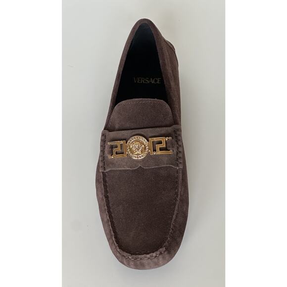 VERSACE Gold Medusa Men's Brown Suede Driver Shoes 11 US (44 Euro) 1009707 NIB - Picture 4 of 16